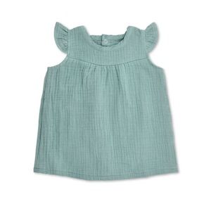 NWT Apple Park Muslin Flutter Sleeve Teal‎ Green Dress
